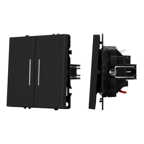 Механизм выключателя двухклавишный непроходной LED SWT-NOBE-MK02-SFPL-L-BK (230V, 10A) (Arlight, -)