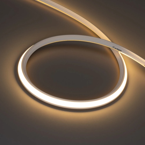 Лента герметичная MOONLIGHT-3D-T-X544-10x10mm 24V Warm3000 (8 W/m, IP67, 5m, wire x1) (Arlight, Вывод боковой, 5 лет)
