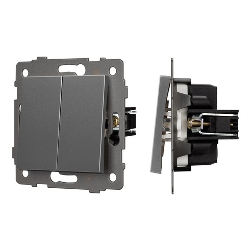 Механизм выключателя двухклавишный непроходной SWT-MK02-PL-GR-V (250V, 10A) (Arlight, -)