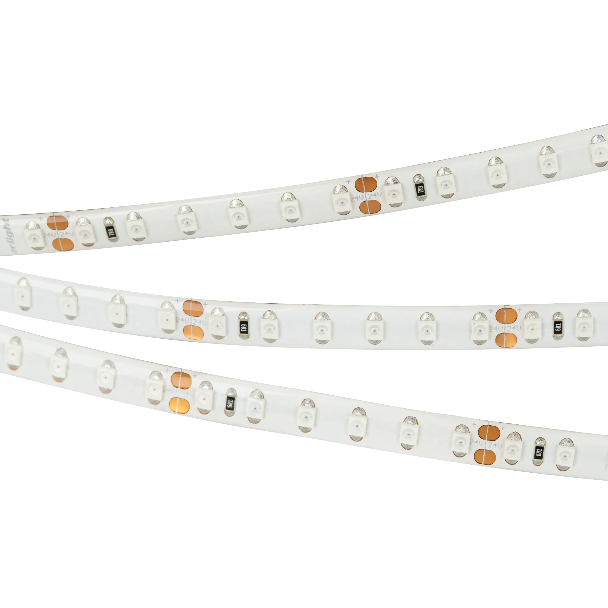 Лента светодиодная RTW 2-5000SE 24V Yellow 2x (3528, 600 LED, LUX) (Arlight, 9.6 Вт/м, IP65)