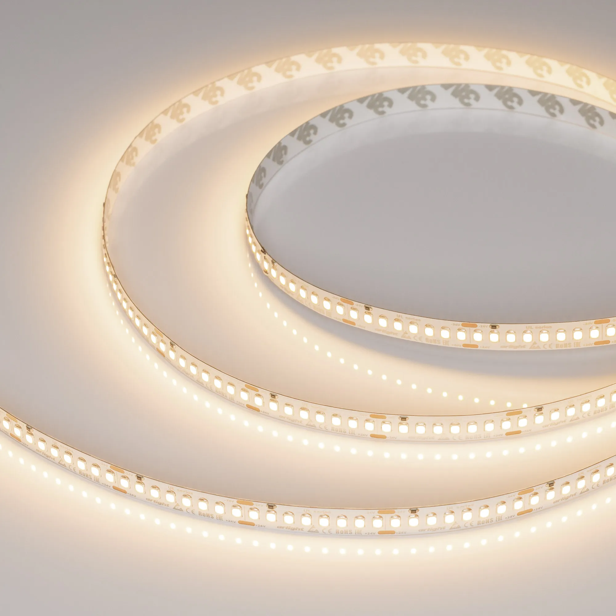 Лента светодиодная UL-A200-10mm 24V Warm3000 (20 W/m, IP20, 2835, 5m) (Arlight, высок.эфф.150 лм/Вт)