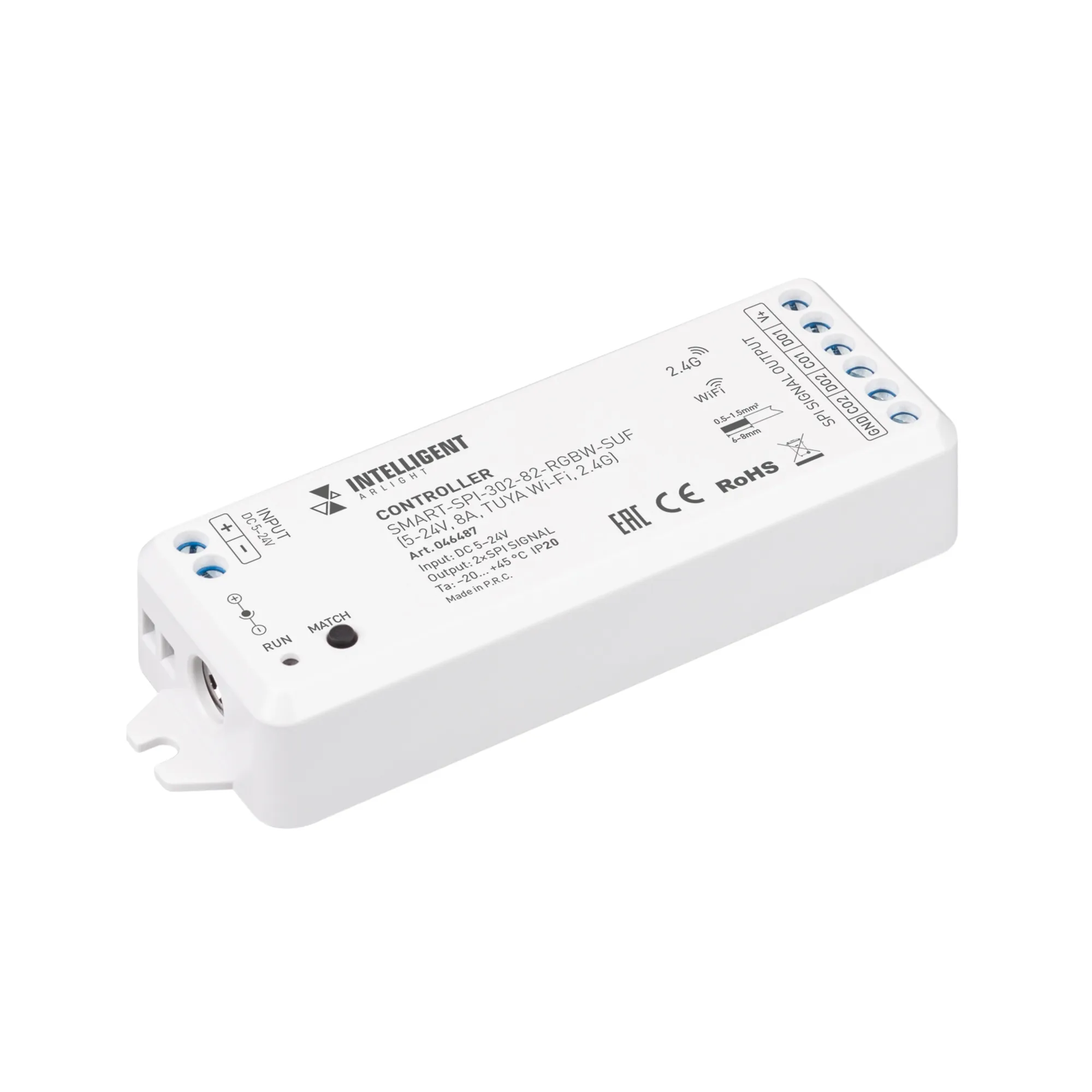 INTELLIGENT ARLIGHT Контроллер SMART-SPI-302-82-RGBW-SUF (5-24V, 8A, TUYA Wi-Fi, 2.4G) (IARL, IP20 Пластик, 5 лет) - изображение товара